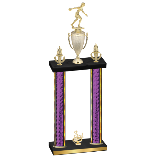Double Purple Glacier Third Place Bowling Trophy