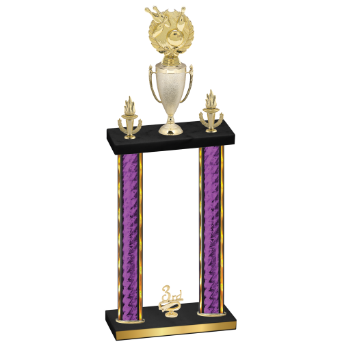 Double Purple Glacier Third Place Bowling Trophy