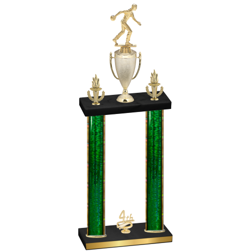 Double Green Glacier Fourth Place Bowling Trophy