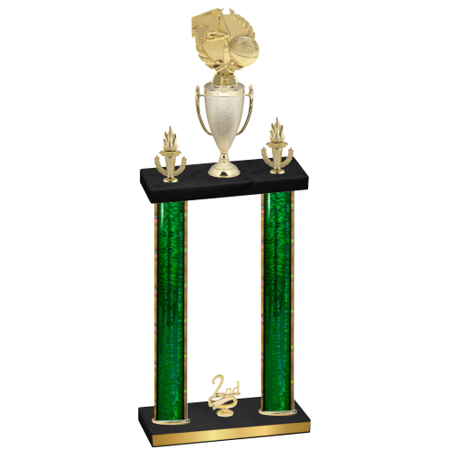 Double Green Glacier Second Place Basketball Trophy