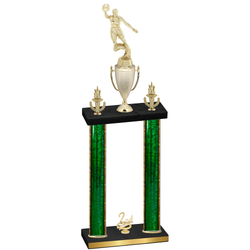 Double Green Glacier Second Place Basketball Trophy