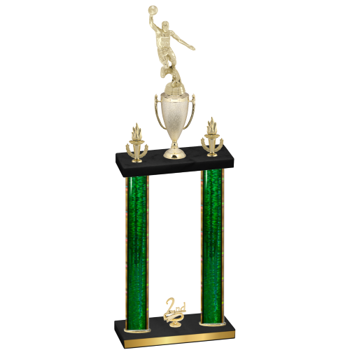 Double Green Glacier Second Place Basketball Trophy