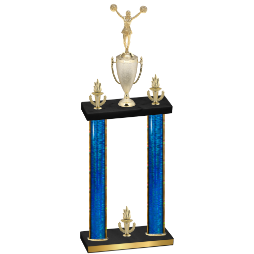 Double Blue Glacier Victory Cheerleading Trophy