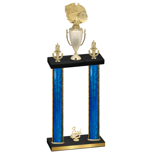 Double Blue Glacier Third Place Basketball Trophy