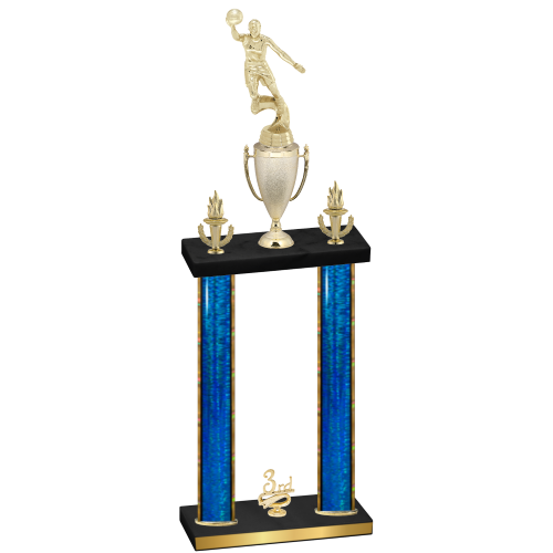 Double Blue Glacier Third Place Basketball Trophy