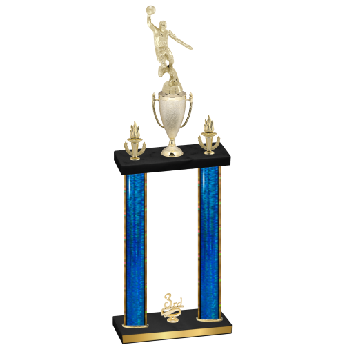 Double Blue Glacier Third Place Basketball Trophy