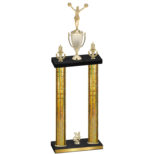 Double Gold Glacier Year Cheerleading Trophy