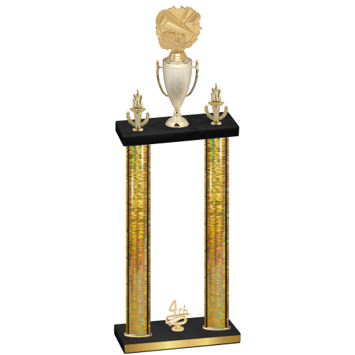 Double Gold Glacier Fourth Place Cheerleading Trophy