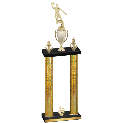 Double Gold Glacier Fourth Place Basketball Trophy