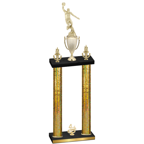 Double Gold Glacier Fourth Place Basketball Trophy