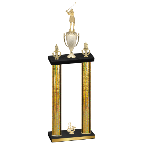 Double Gold Glacier Third Place Golf Trophy