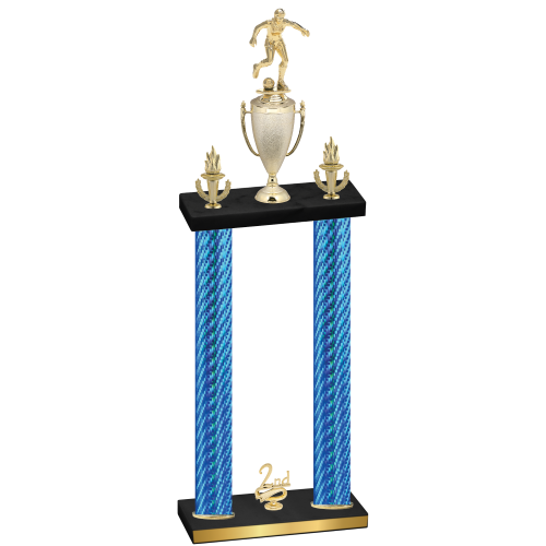 Double Blue Carbon Fiber Second Place Soccer Trophy