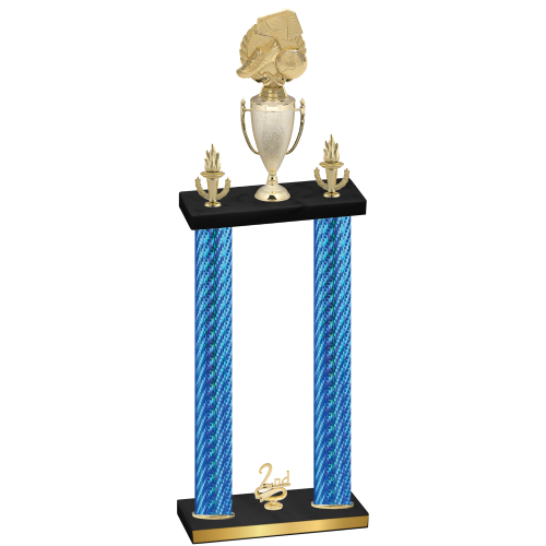 Double Blue Carbon Fiber Second Place Soccer Trophy