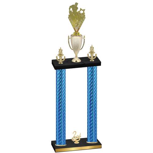 Double Blue Carbon Fiber Second Place Rugby Trophy