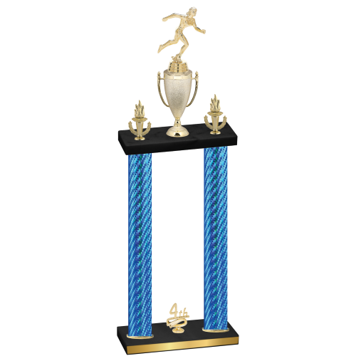 Double Blue Carbon Fiber Fourth Place Running Trophy