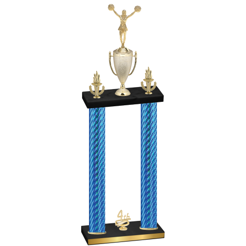 Double Blue Carbon Fiber Fourth Place Cheerleading Trophy