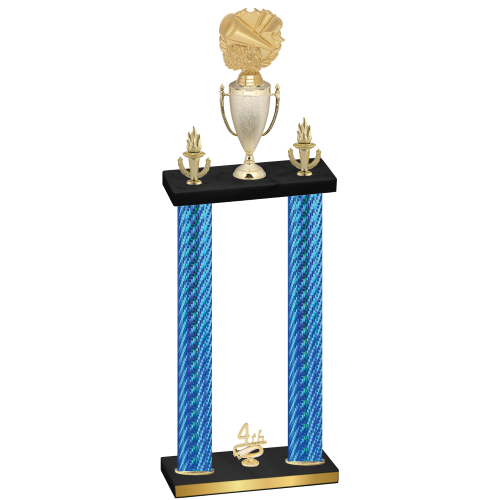 Double Blue Carbon Fiber Fourth Place Cheerleading Trophy