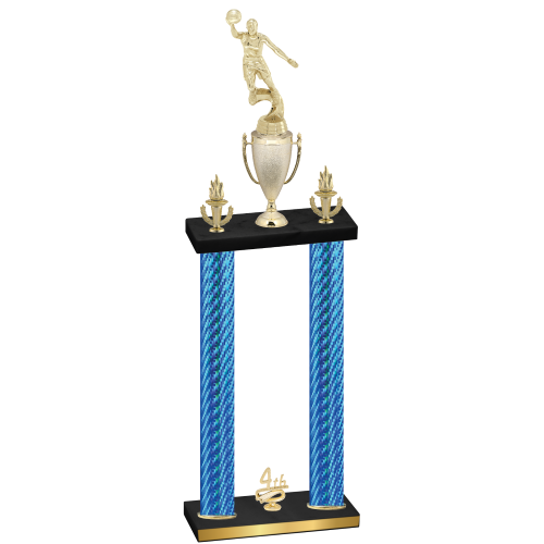 Double Blue Carbon Fiber Fourth Place Basketball Trophy