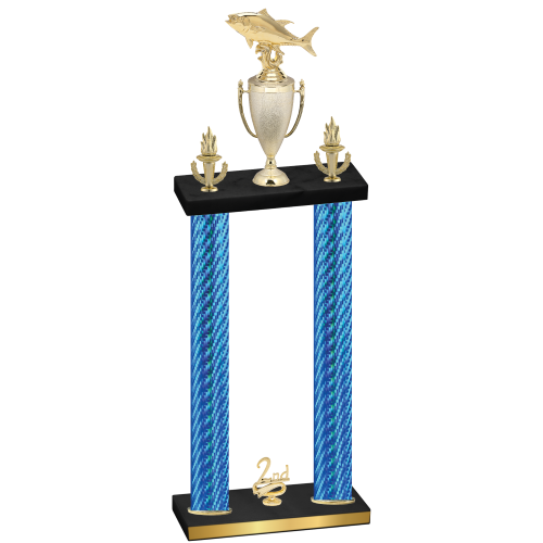Double Blue Carbon Fiber Second Place Fishing Trophy