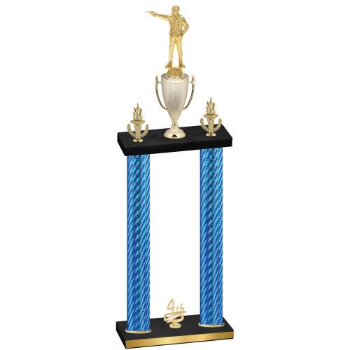 Double Blue Carbon Fiber Fourth Place Shooter Trophy