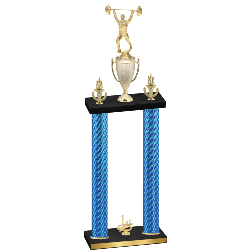 Double Blue Carbon Fiber First Place Weights Trophy