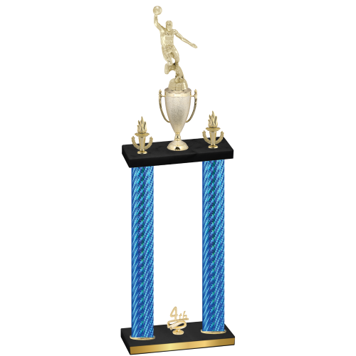 Double Blue Carbon Fiber Fourth Place Basketball Trophy