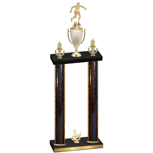 Double Black Glacier Third Place Soccer Trophy