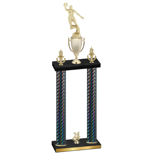 Double Black Carbon Fiber Year Basketball Trophy
