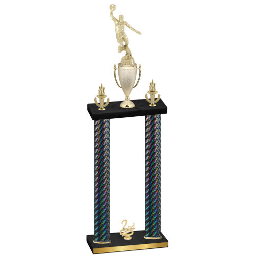 Double Black Carbon Fiber Second Place Basketball Trophy