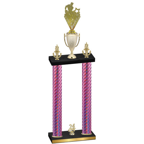 Double Pink Carbon Fiber Year Rugby Trophy