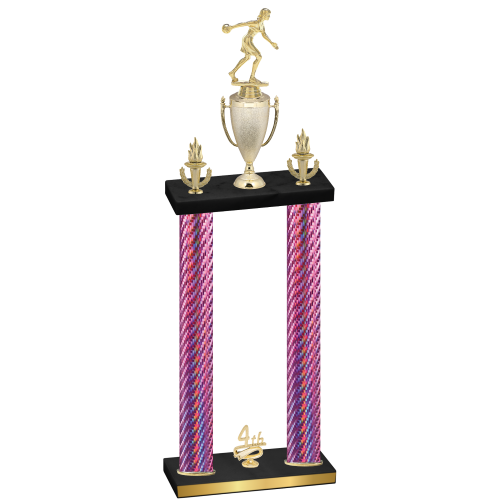 Double Pink Carbon Fiber Fourth Place Bowling Trophy