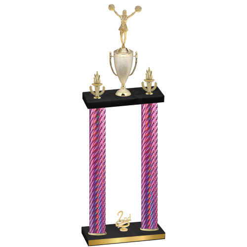 Double Pink Carbon Fiber Second Place Cheerleading Trophy