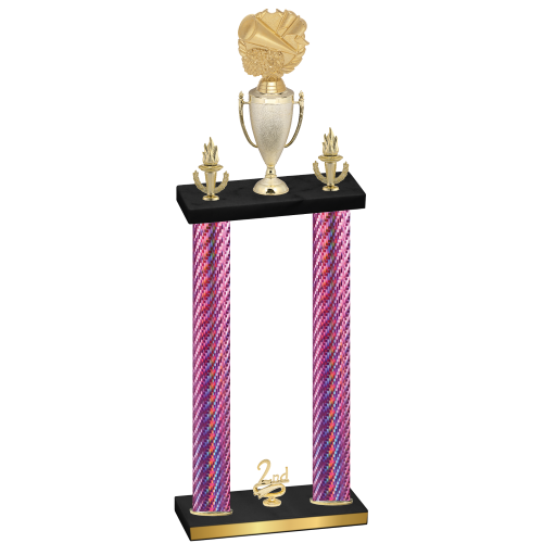 Double Pink Carbon Fiber Second Place Cheerleading Trophy