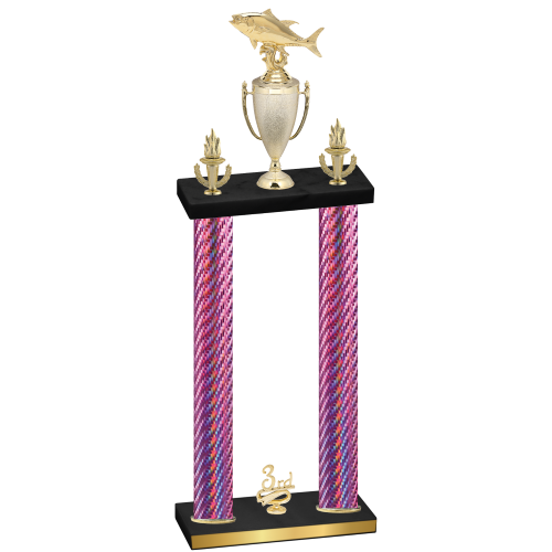 Double Pink Carbon Fiber Third Place Fishing Trophy