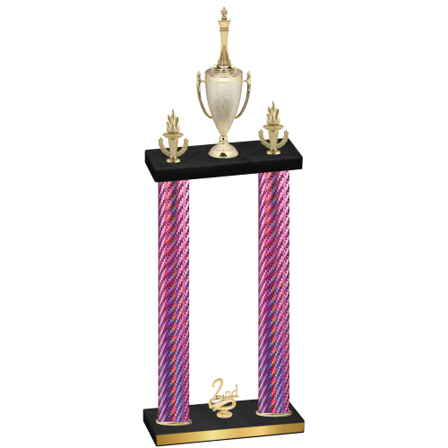 Double Pink Carbon Fiber Second Place Chess Trophy