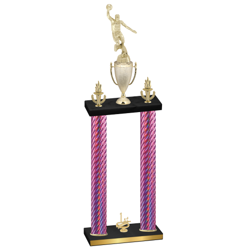 Double Pink Carbon Fiber First Place Basketball Trophy