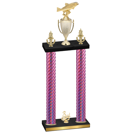 Double Pink Carbon Fiber Third Place Fishing Trophy