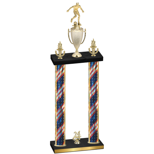 Double Flag USA Year Soccer Trophy