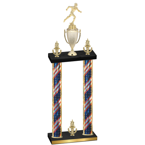 Double Flag USA Victory Running Trophy