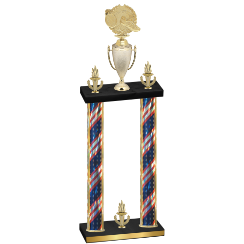 Double Flag USA Victory Running Trophy