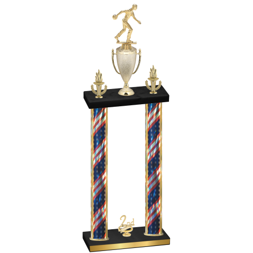 Double Flag USA Second Place Bowling Trophy