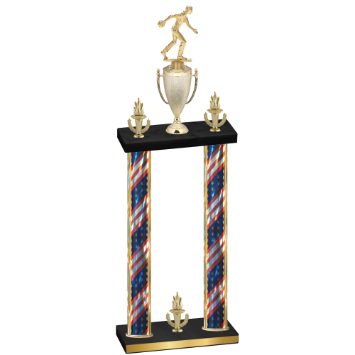 Double Flag USA Victory Bowling Trophy