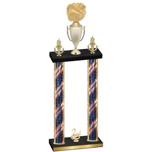Double Flag USA Second Place Cheerleading Trophy