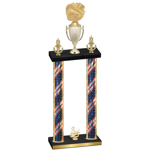 Double Flag USA Third Place Cheerleading Trophy
