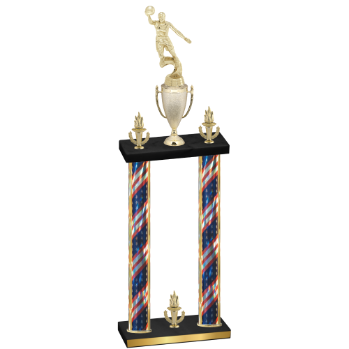 Double Flag USA Victory Basketball Trophy