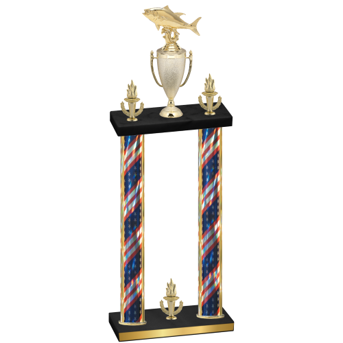 Double Flag USA Victory Fishing Trophy