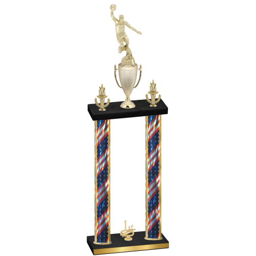 Double Flag USA First Place Basketball Trophy