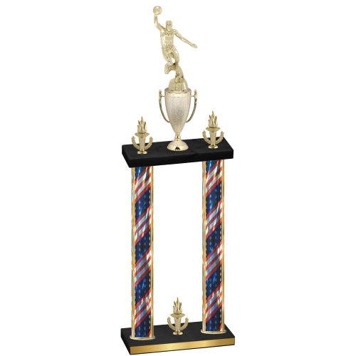 Double Flag USA Victory Basketball Trophy
