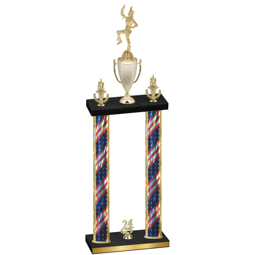 Double Flag USA Year Majorette Trophy