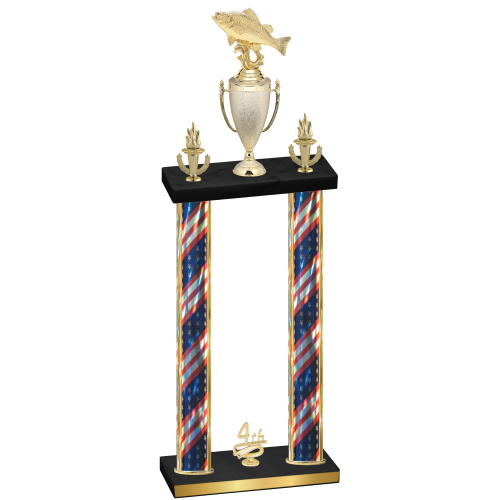 Double Flag USA Fourth Place Fishing Trophy